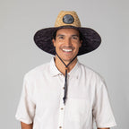 Mens Straw Lifeguard with Tropical Printed Under-brim