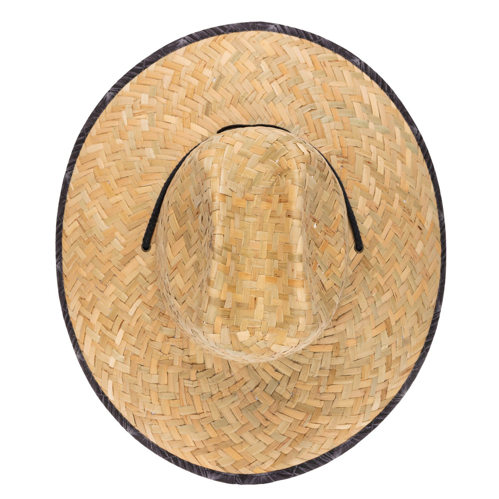 Mens Straw Lifeguard with Tropical Printed Under-brim