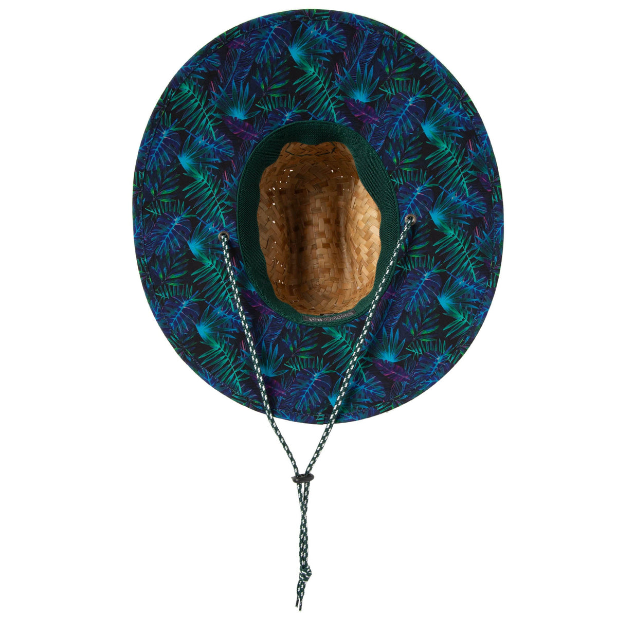Mens Straw Lifeguard with Tropical Printed Under-brim