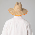Mens Straw Lifeguard with Tropical Printed Under-brim
