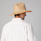 Mens Straw Lifeguard with Tropical Printed Under-brim