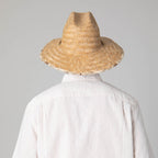 Mens Rush Straw Lifeguard with Tropical Palm Leaf Under-brim