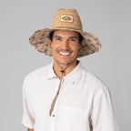 Mens Rush Straw Lifeguard with Tropical Palm Leaf Under-brim