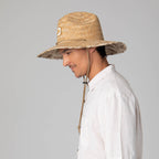 Mens Rush Straw Lifeguard with Tropical Palm Leaf Under-brim
