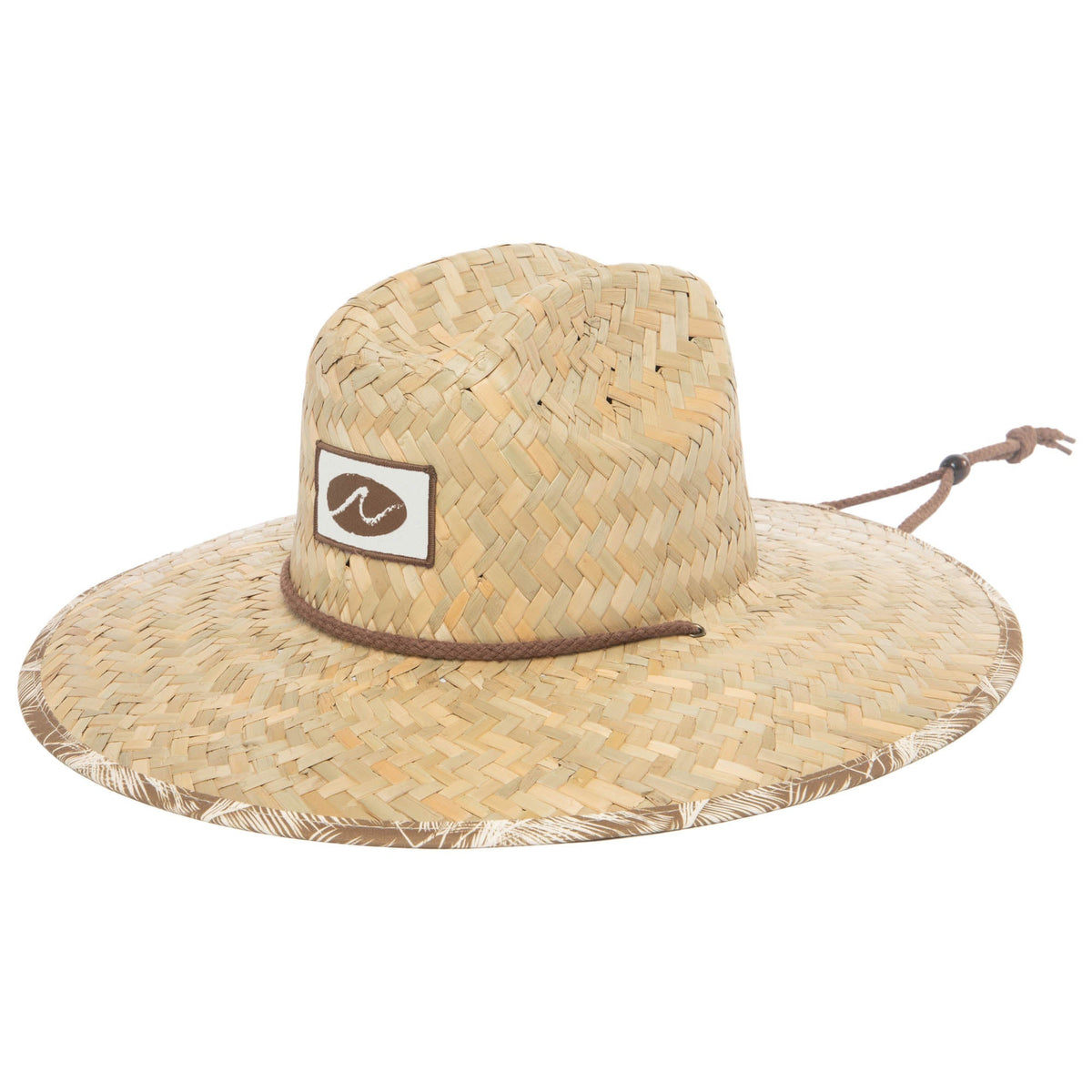 Mens Rush Straw Lifeguard with Tropical Palm Leaf Under-brim
