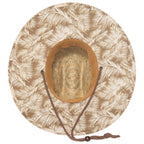 Mens Rush Straw Lifeguard with Tropical Palm Leaf Under-brim