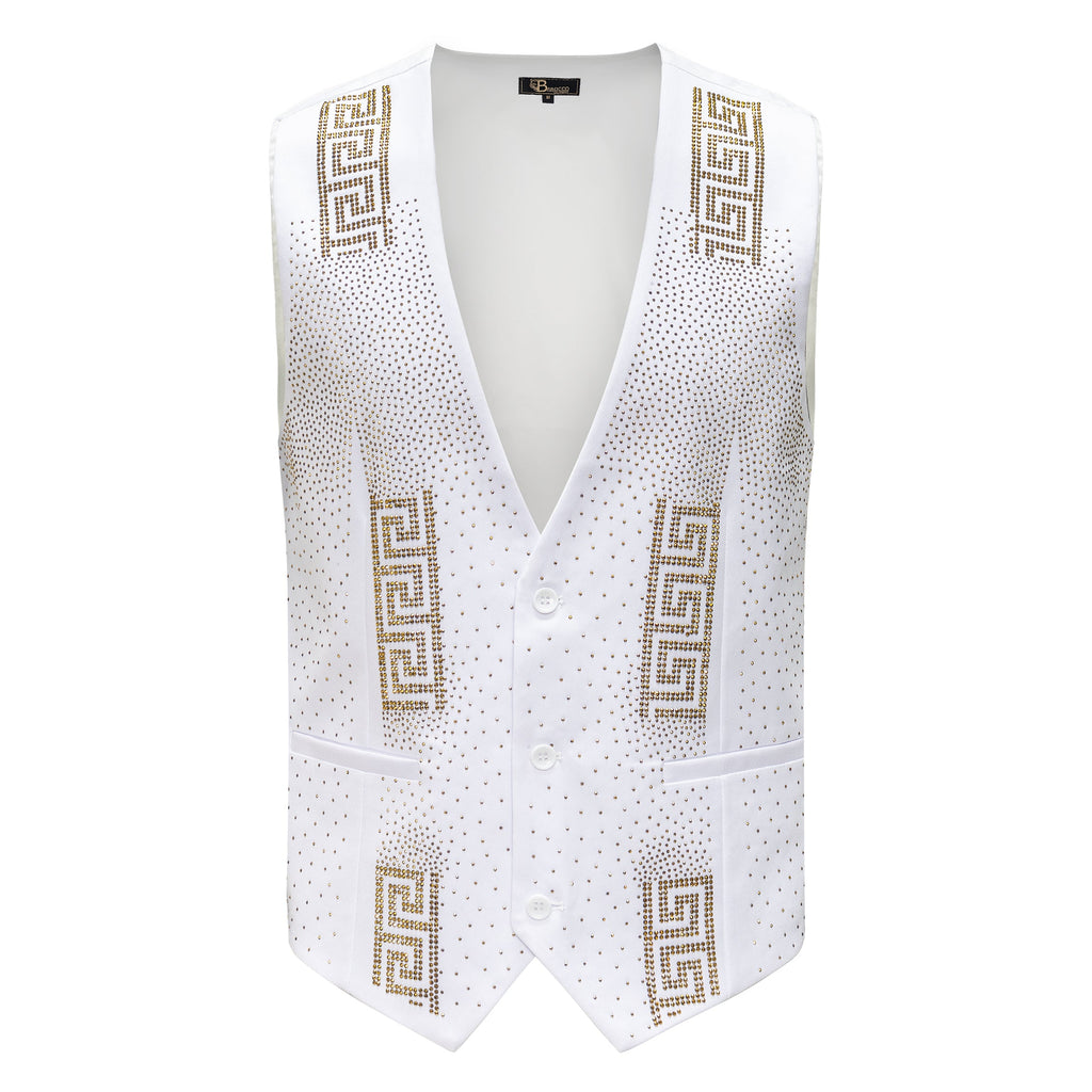 Barocco Luxe Luster Men's Vest - White/Gold