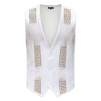 Barocco Luxe Luster Men's Vest - White/Gold