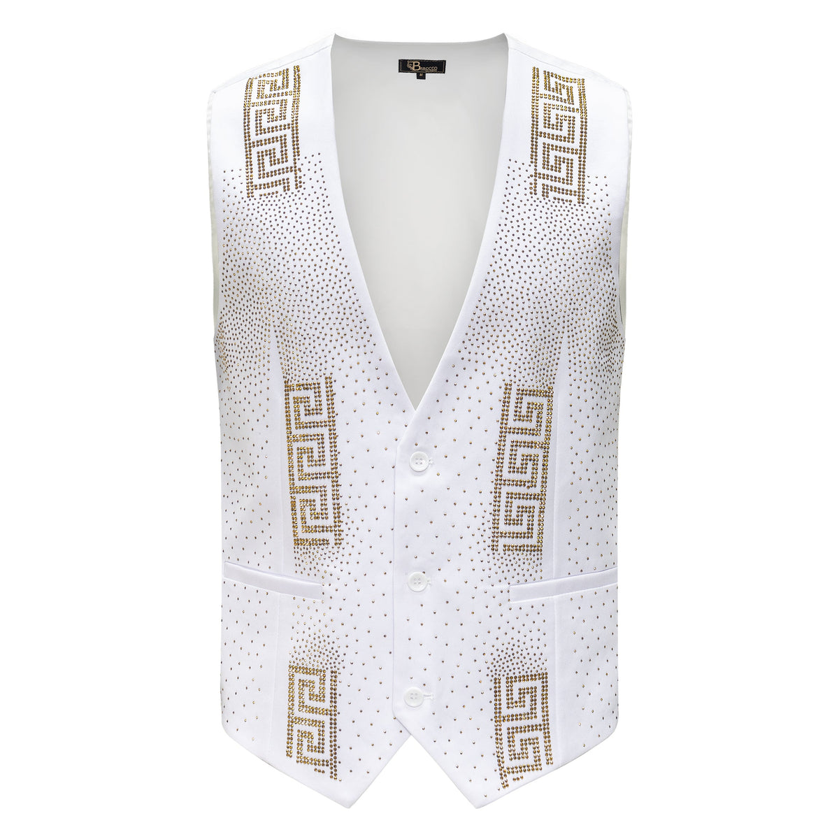 Barocco Luxe Luster Men's Vest - White/Gold