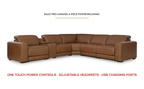 Rally Pro Caramel 6-Piece Power Reclining Sectional with Console and Immersive Sound System