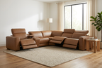 Rally Pro Caramel 6-Piece Power Reclining Sectional with Console and Immersive Sound System