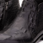The Randor Black Crocodile Leather Side-Zip Dress Ankle Men Boot