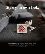 Vittorio Vico Studded Colorstone Crystal Flower Cufflinks: CL12XX Series