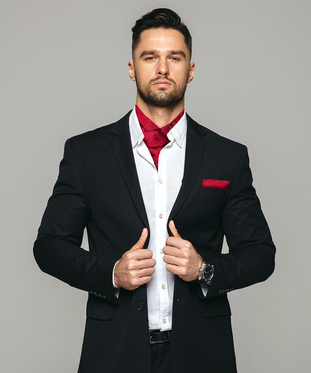 Vittorio Farina Men's Woven Paisley Ascot & Pocket Square