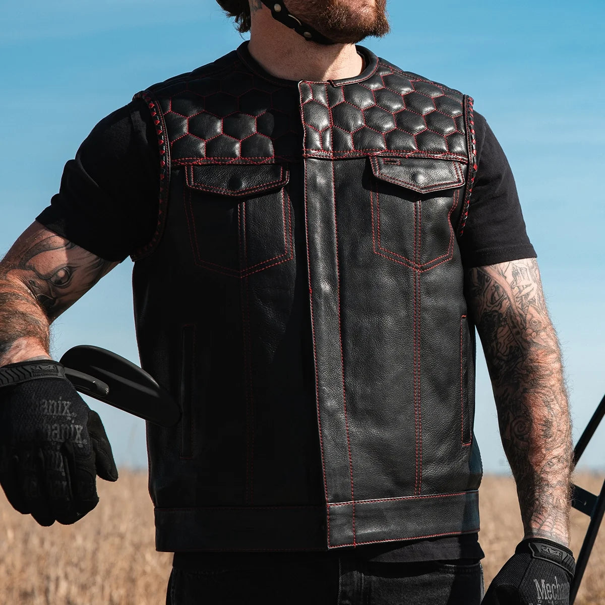Hornet Men's Club Style Leather Vest
