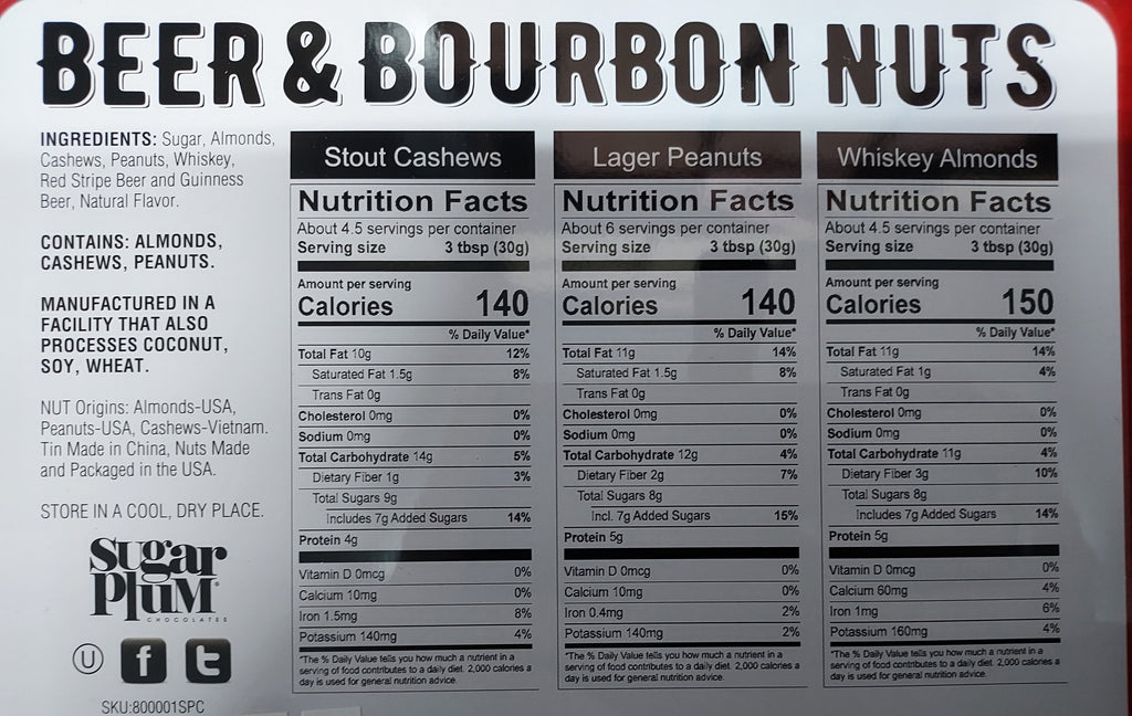 Beer & Bourbon Liquor Nuts Gift Tin – 3 Spirit-Inspired Nut Flavors