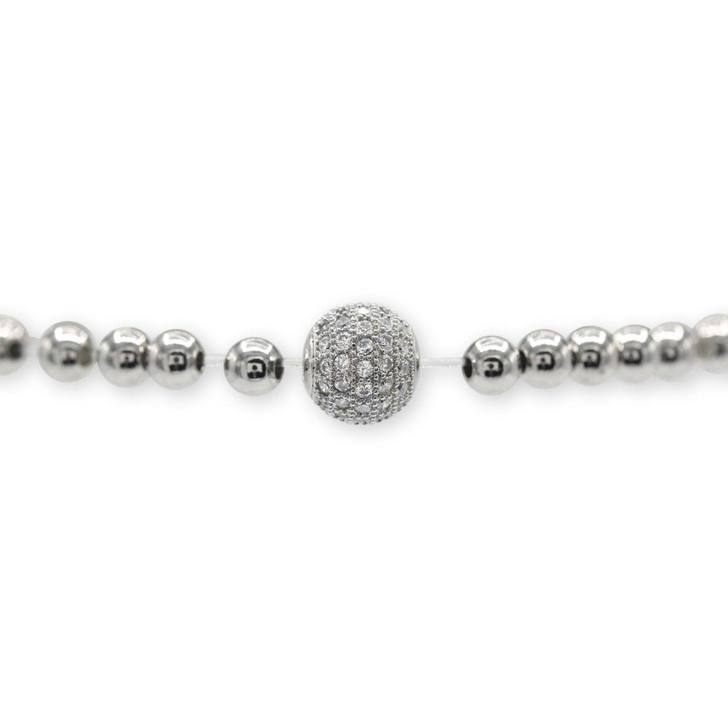Brass Cubic Zirconia Ball Charm Bracelet Men Women