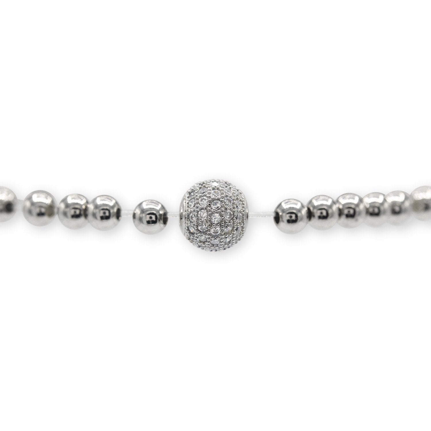 Brass Cubic Zirconia Ball Charm Bracelet Men Women