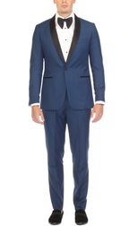 Men's Indigo Shawl Lapel Tuxedo – Slim Fit 2 Piece Suit | Ferrecci Reno
