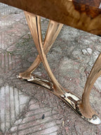 Natural Epoxy Side Dining Table Made Of Linden Wood | Aluminum Legs Featured