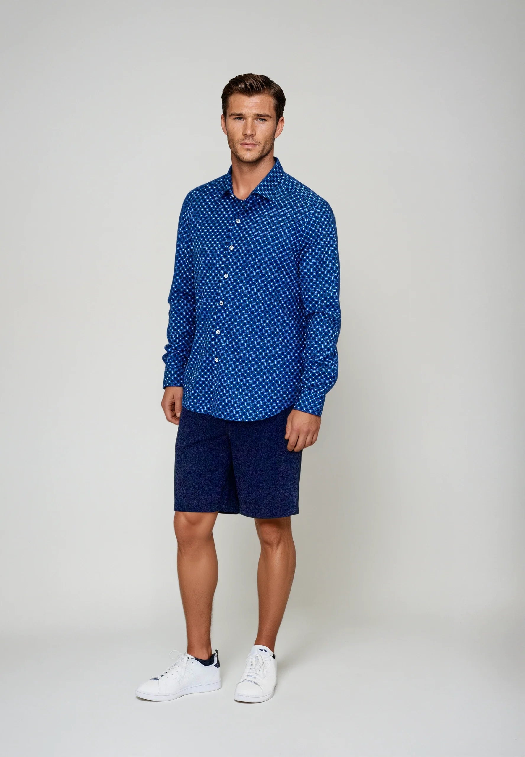 Retro Blues Long Sleeve Tech Shirt