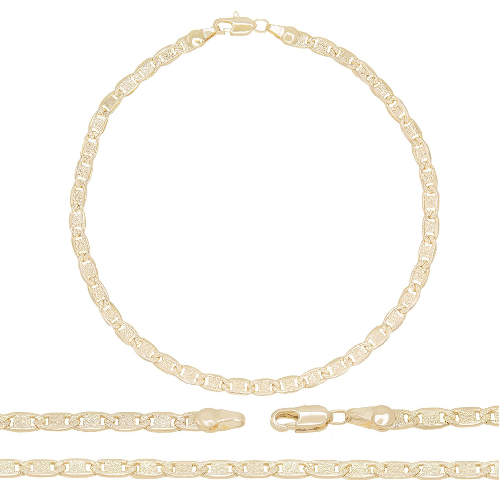 14K Gold Filled Anklet Diamond Cut Two Tone Mariner Chain Anklet 10"  Women Jewelry