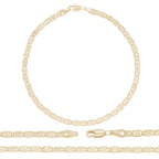14K Gold Filled Anklet Diamond Cut Two Tone Mariner Chain Anklet 10"  Women Jewelry