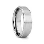 RHINOX Brushed Raised Center Men’s Titanium Wedding Ring with Polished Step Edges - 6mm & 8mm