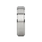 RHINOX Brushed Raised Center Men’s Titanium Wedding Ring with Polished Step Edges - 6mm & 8mm