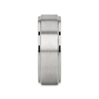 RHINOX Brushed Raised Center Men’s Titanium Wedding Ring with Polished Step Edges - 6mm & 8mm