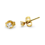 Cubic Zirconia Square 14K Gold Filled Stud Earrings Stainless Steel Jewelry Men Women