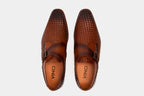 The Rolls  Woven Tan Leather Single Monk Strap  Handmade Men Shoe