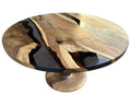 Custom Round Epoxy Resin Walnut Dining - Kitchen Table With Wood Base