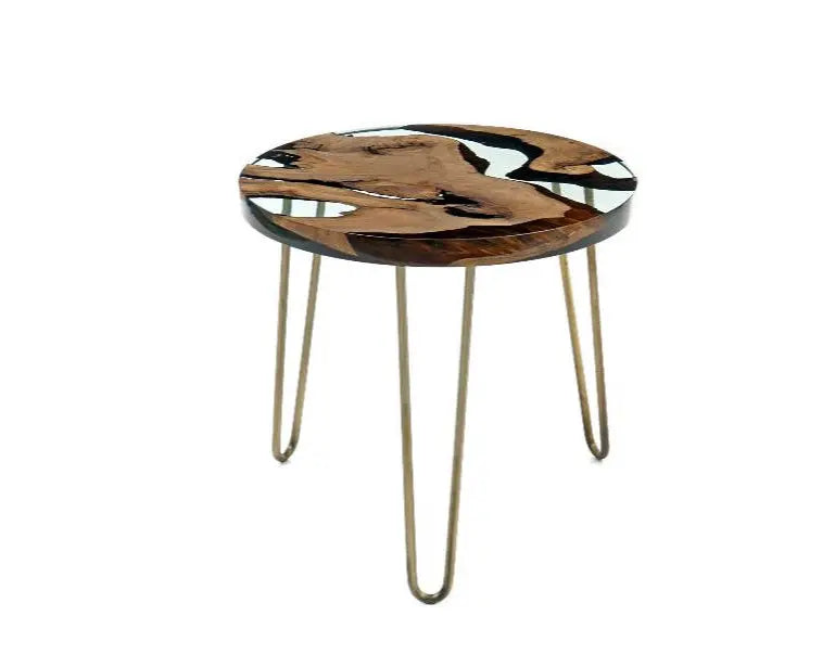 Round Side - End - Accent Table with Straight Edge | Voronoi