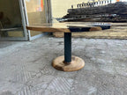 Custom Round Epoxy Resin Walnut Dining - Kitchen Table With Wood Base