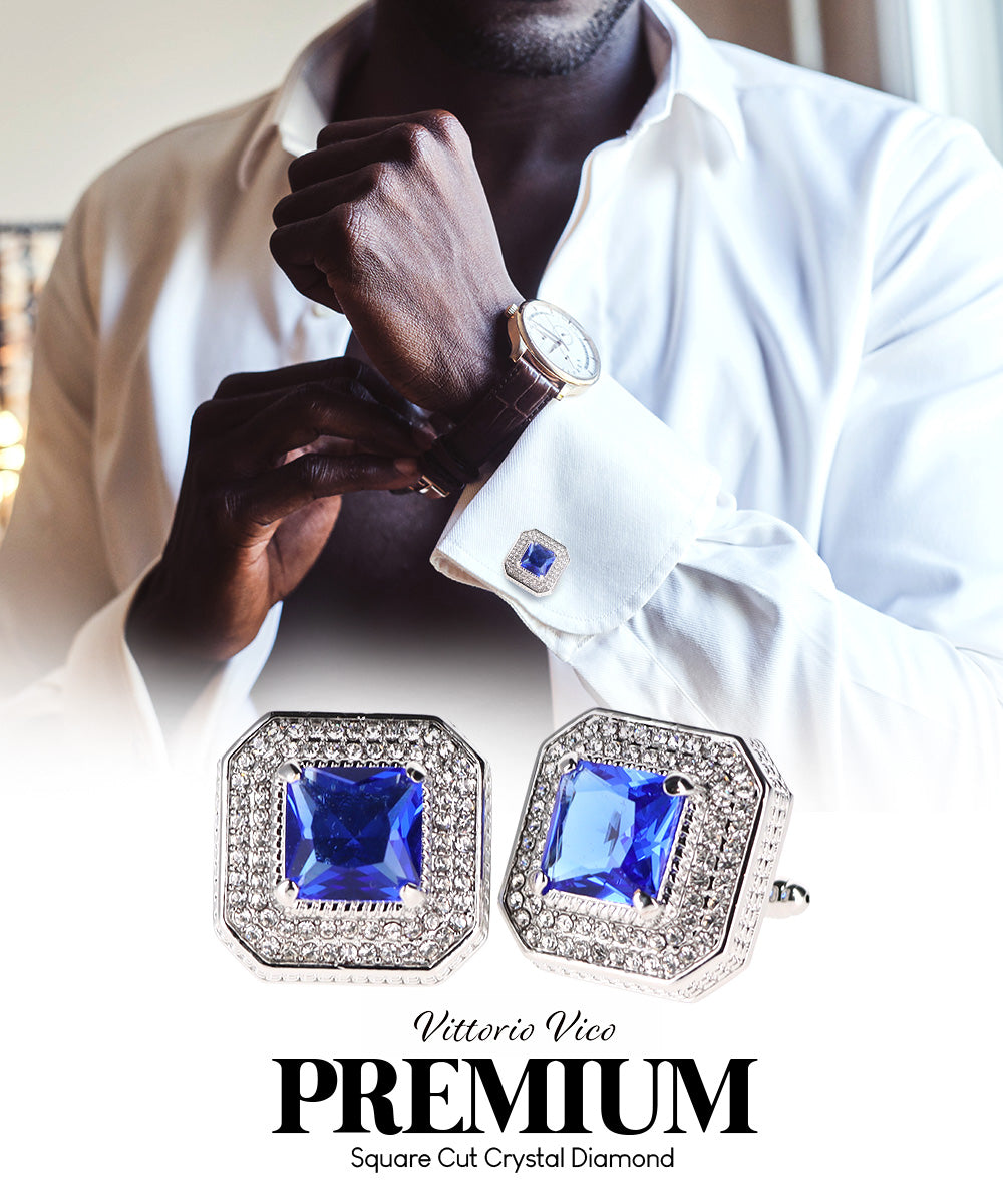 Large Square Crystal Diamond Cufflinks CL71XX