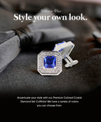 Large Square Crystal Diamond Cufflinks CL71XX