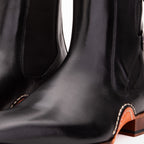 The Royal Hand Craft Black Leather Double-Buckle Chelsea Men Boot