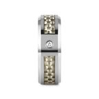 ROYCE Tungsten Wedding Band with White Carbon Fiber and White Diamond Setting - 8mm
