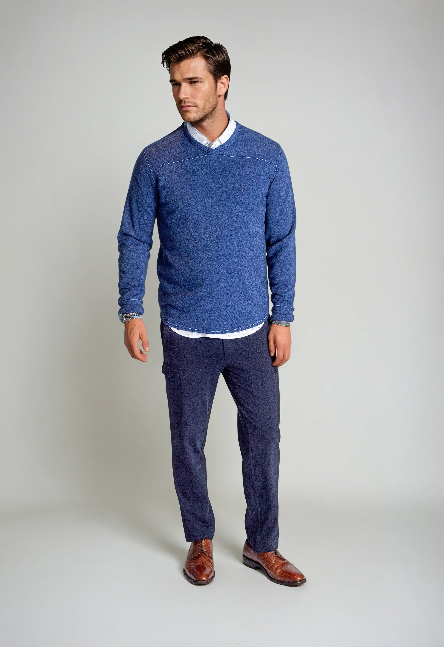 Rugvee Pullover V-Neck Sweatshirt - Tokyo Blue