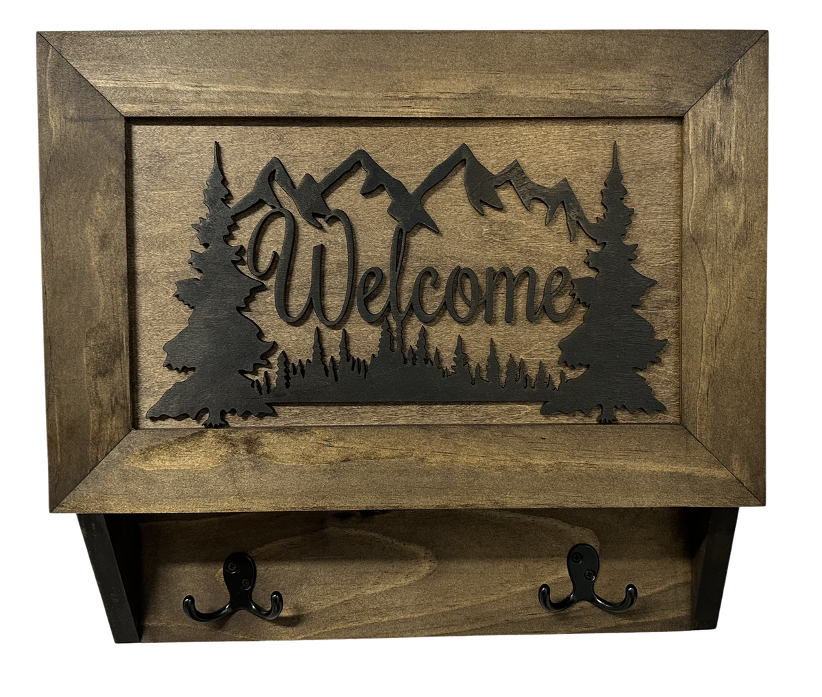 Rustic Mountain Welcome Wall-Mounted Gun Cabinet – Concealed Lockable Storage for Your Home