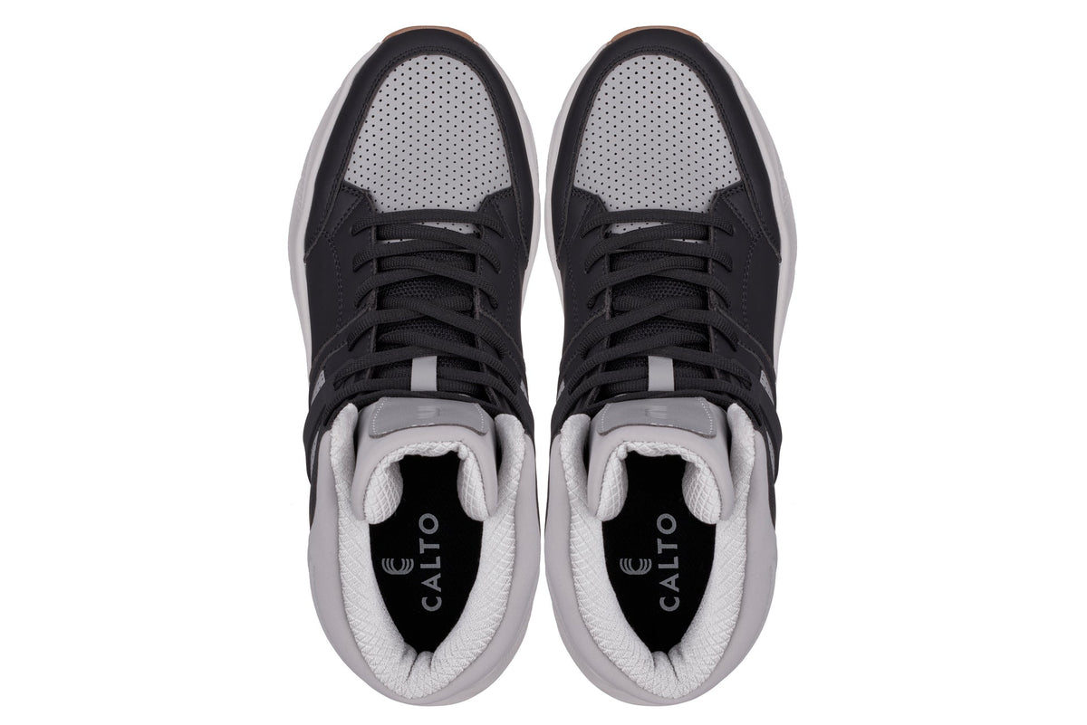 CALTO - S23412 - 3.2 Inches Taller (Black/Grey Sole) - High-Top Height-Boosting Sneaker