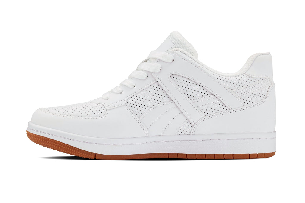 CALTO - S2531 - 2.2 Inches Taller (White) with Gum Sole - Contemporary Casual Sneaker