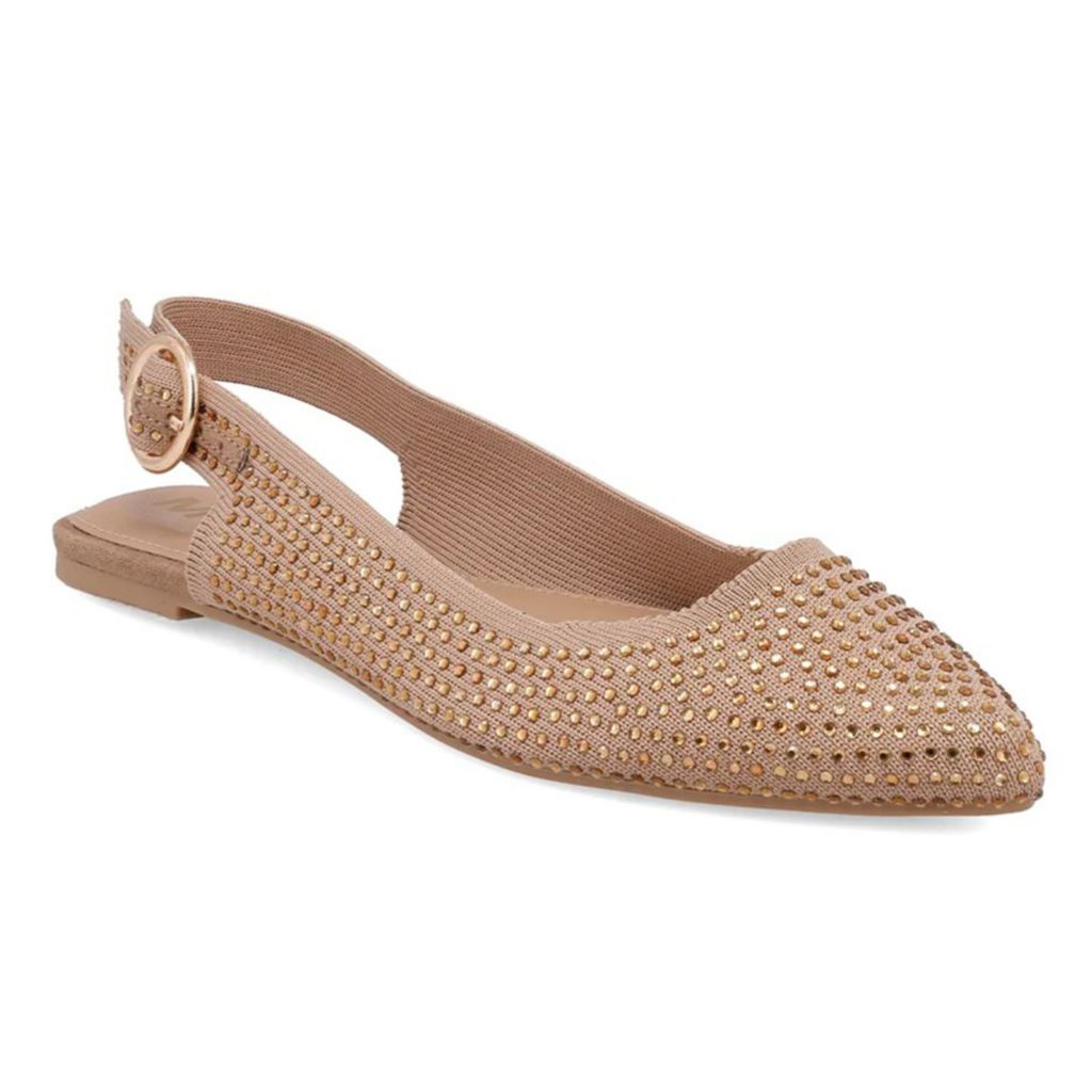 MIA "Kathrina" Rhinestone Knit Slingback Flats