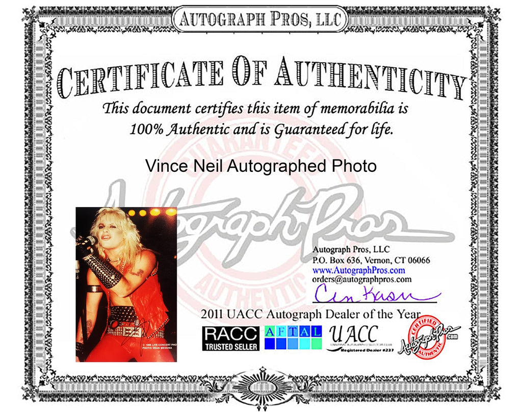 Motley Crue Vince Neil Signed Framed Custom Photo Display ACOA