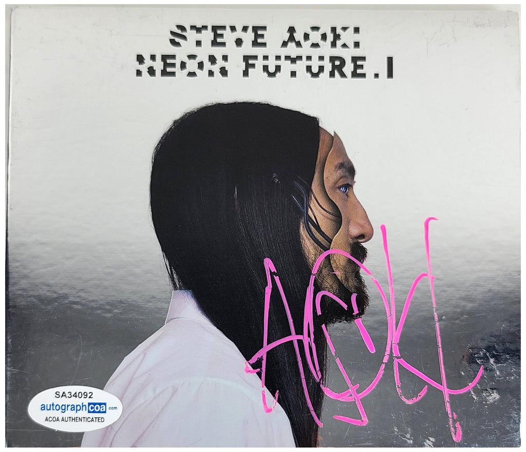 Steve Aoki Signed Neon Future I CD Cvr Lp Album ACOA