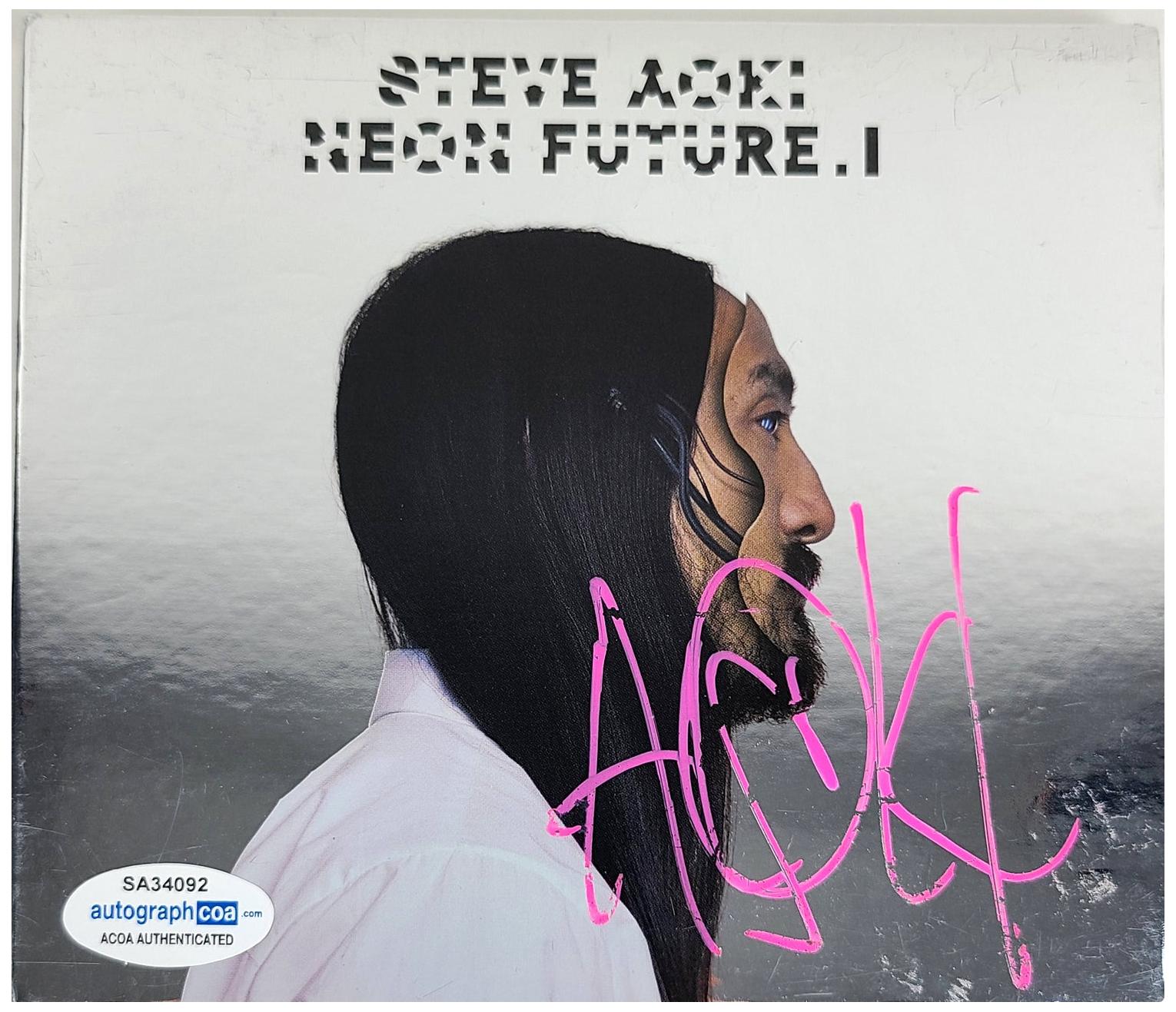 Steve Aoki Signed Neon Future I CD Cvr Lp Album ACOA