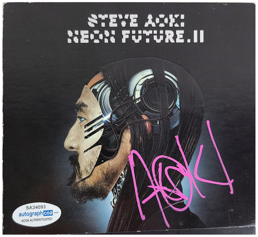Steve Aoki Signed Neon Future II CD Cvr Lp Album ACOA