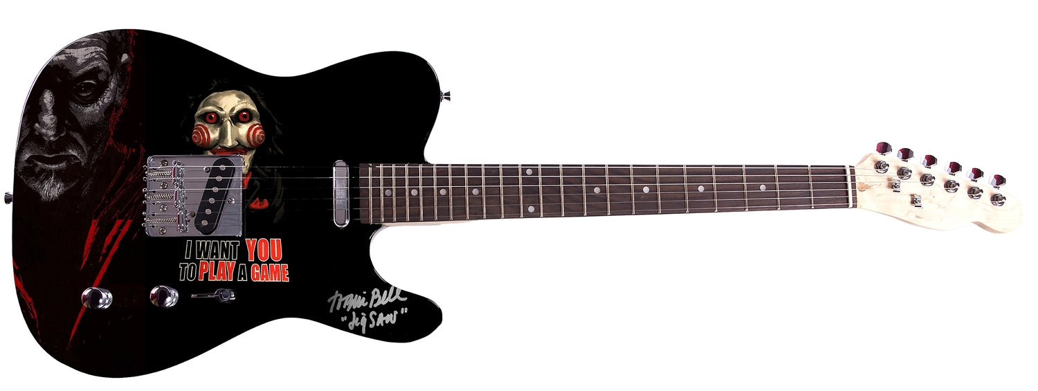 Tobin Bell Saw Jigsaw Movie Signed Custom Graphics Guitar ACOA