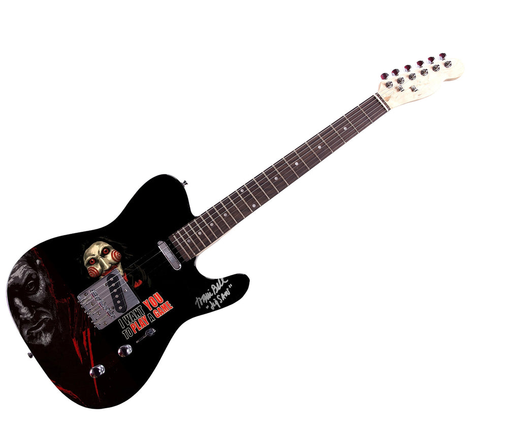Tobin Bell Saw Jigsaw Movie Signed Custom Graphics Guitar ACOA